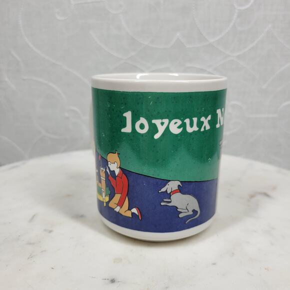 I Calvo Joyeux Noel Coffee Mug 1983 Electro Plastic Multicolor Ceramic Tea Mug - Picture 1 of 15